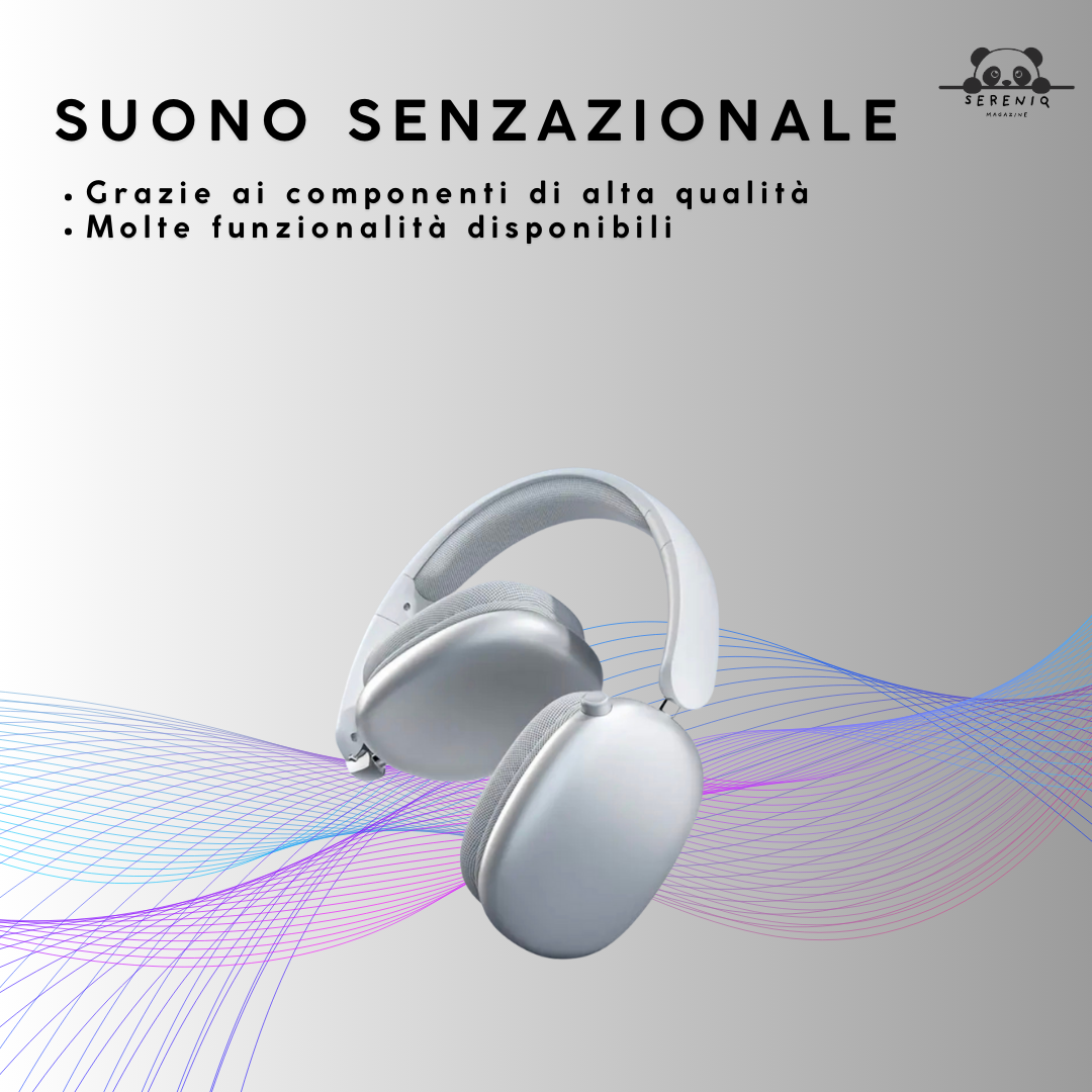 Cuffie wireless - design leggero e piegabile, microfono integrato, compatibile con cavo aux