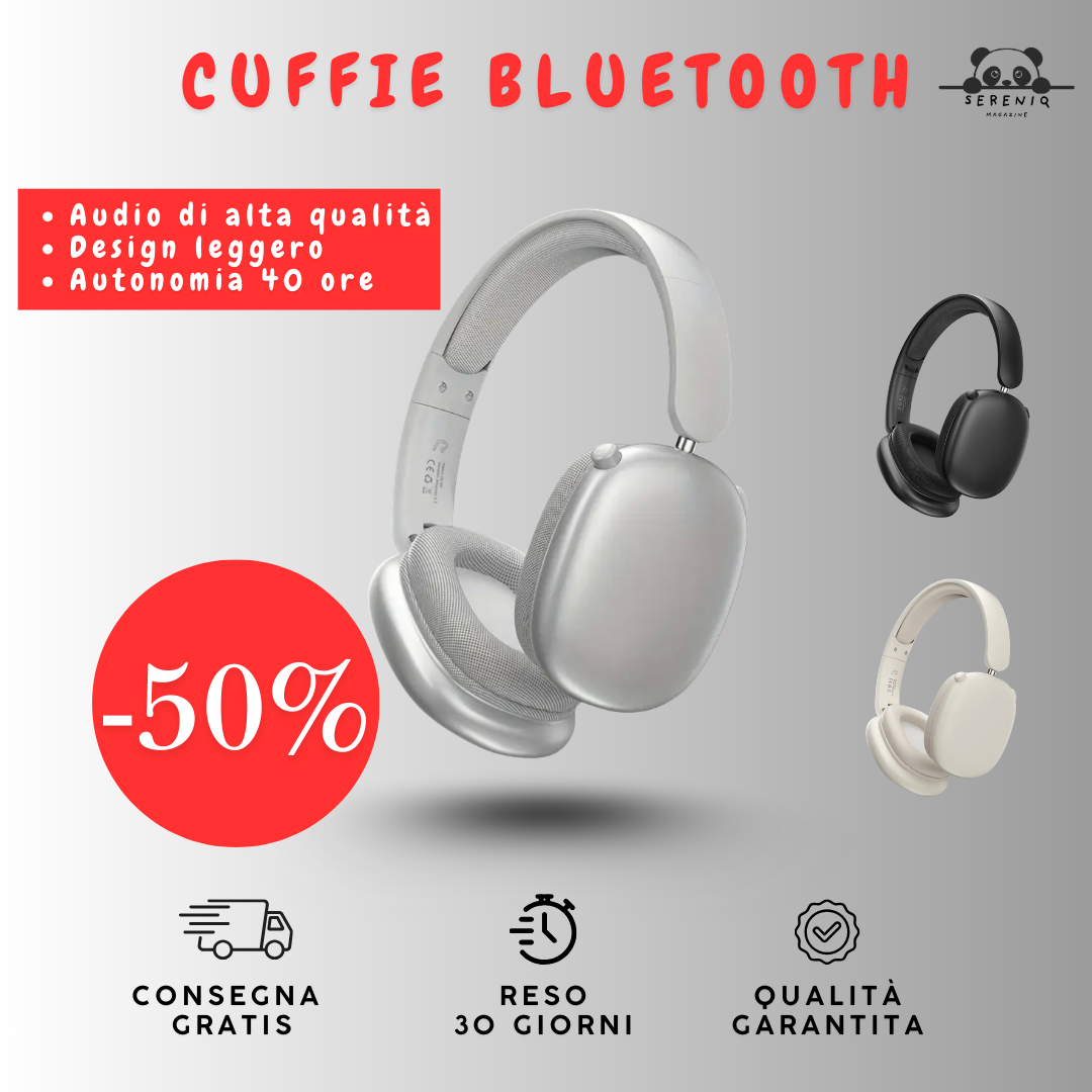 Cuffie wireless - design leggero e piegabile, microfono integrato, compatibile con cavo aux